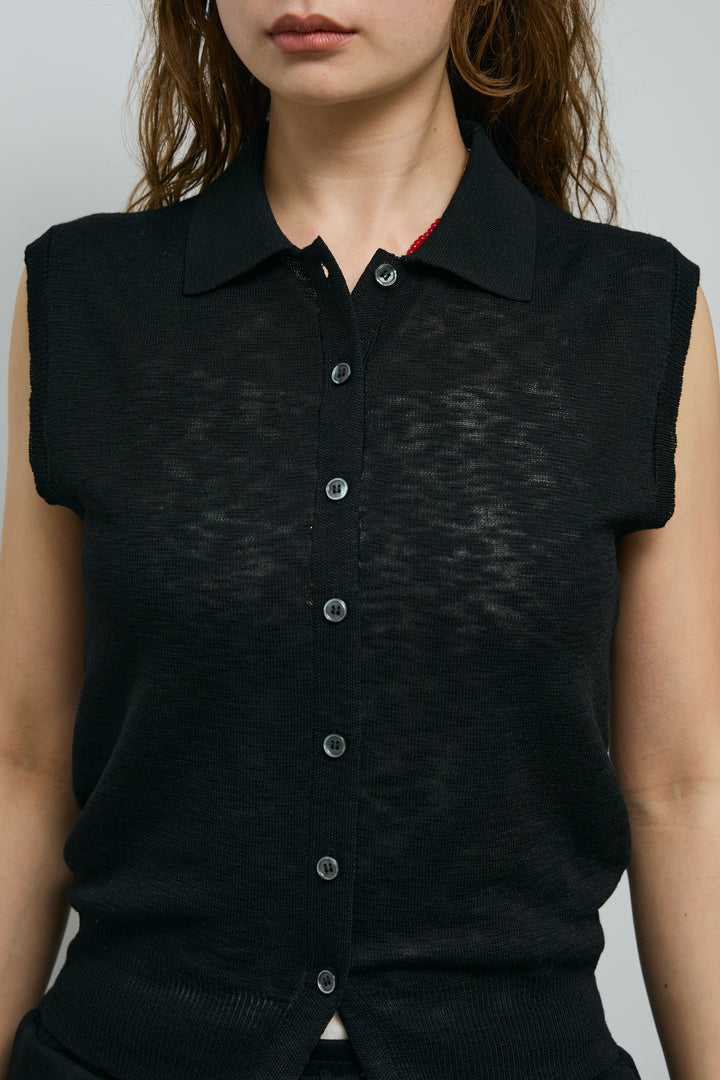 [予約/SET]ノースリーブポロニット+フルギャザーマキシスカート(2set)