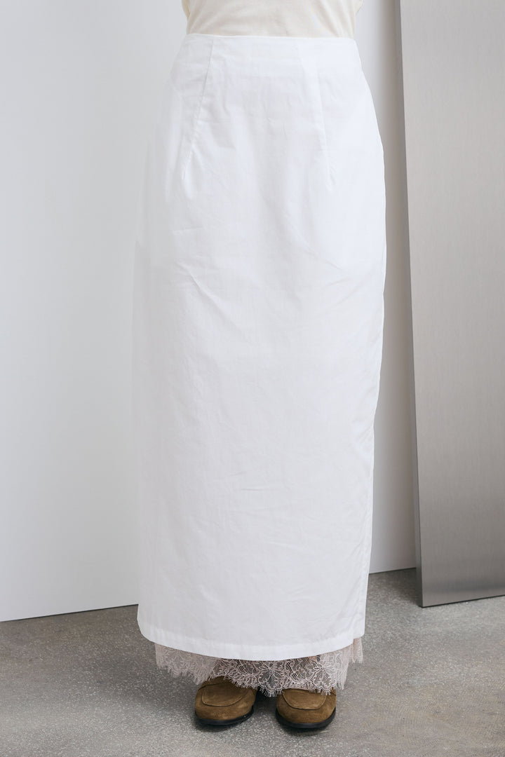 [予約/SET]ボーダーリンガーシャツ+裾レースレイヤードスカート(2set)