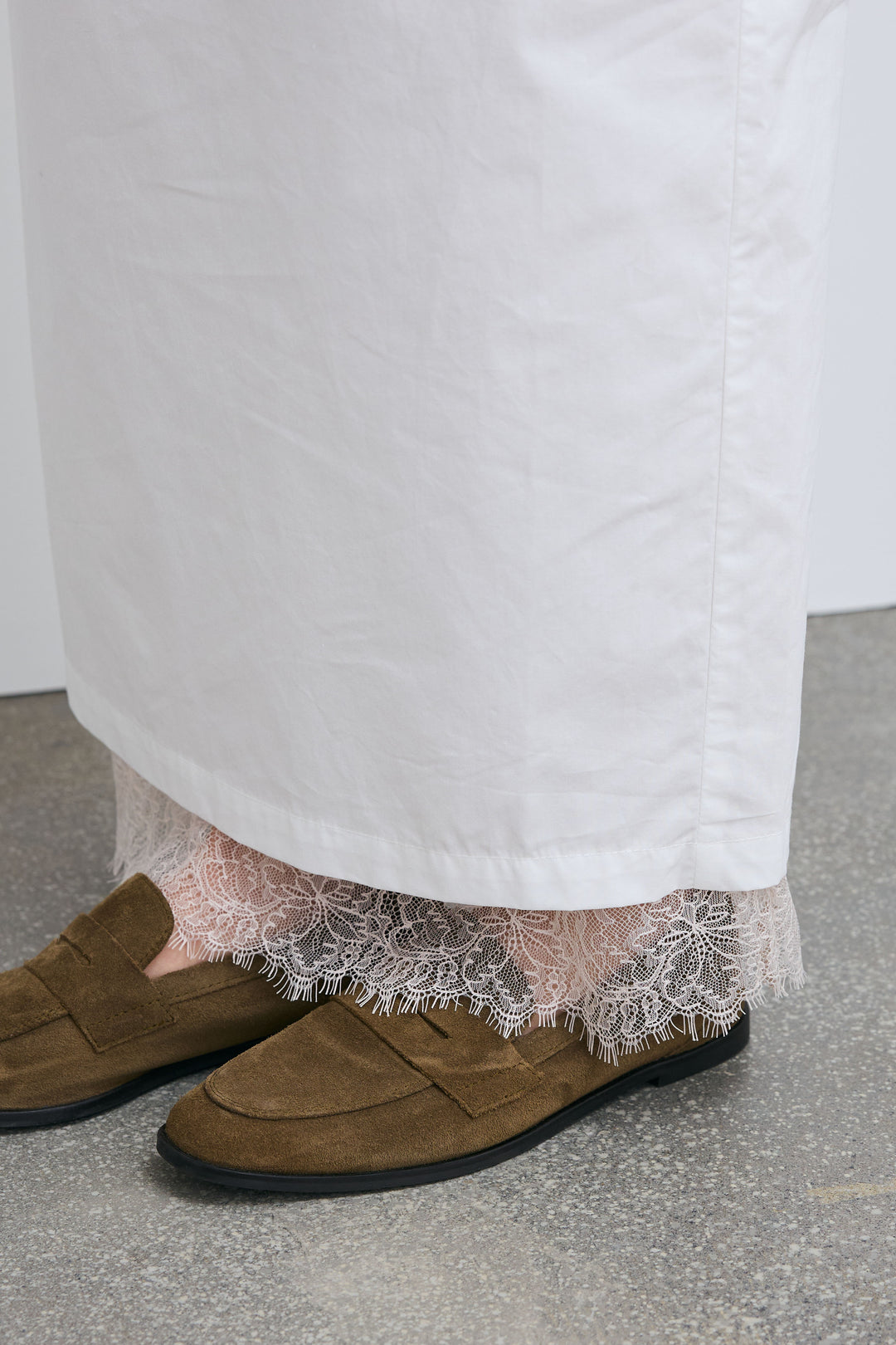 [予約/SET]ボーダーリンガーシャツ+裾レースレイヤードスカート(2set)