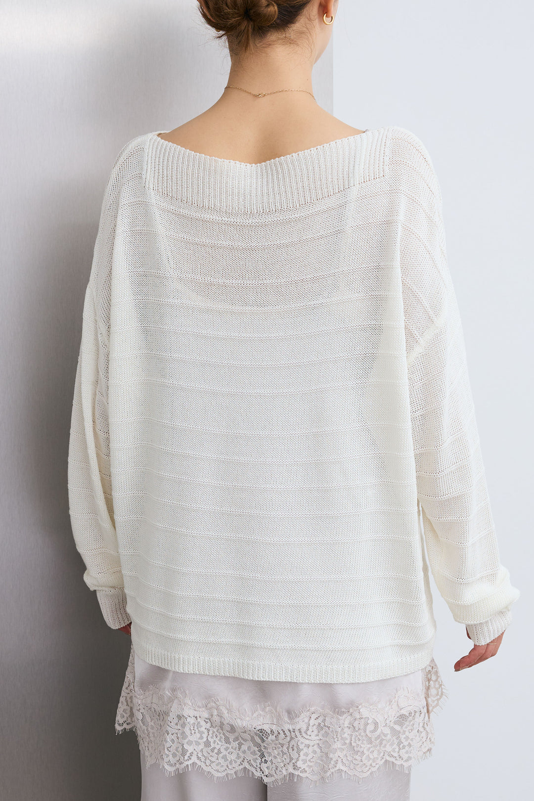 [予約]ボートネックテクスチャーボーダーサマーニット