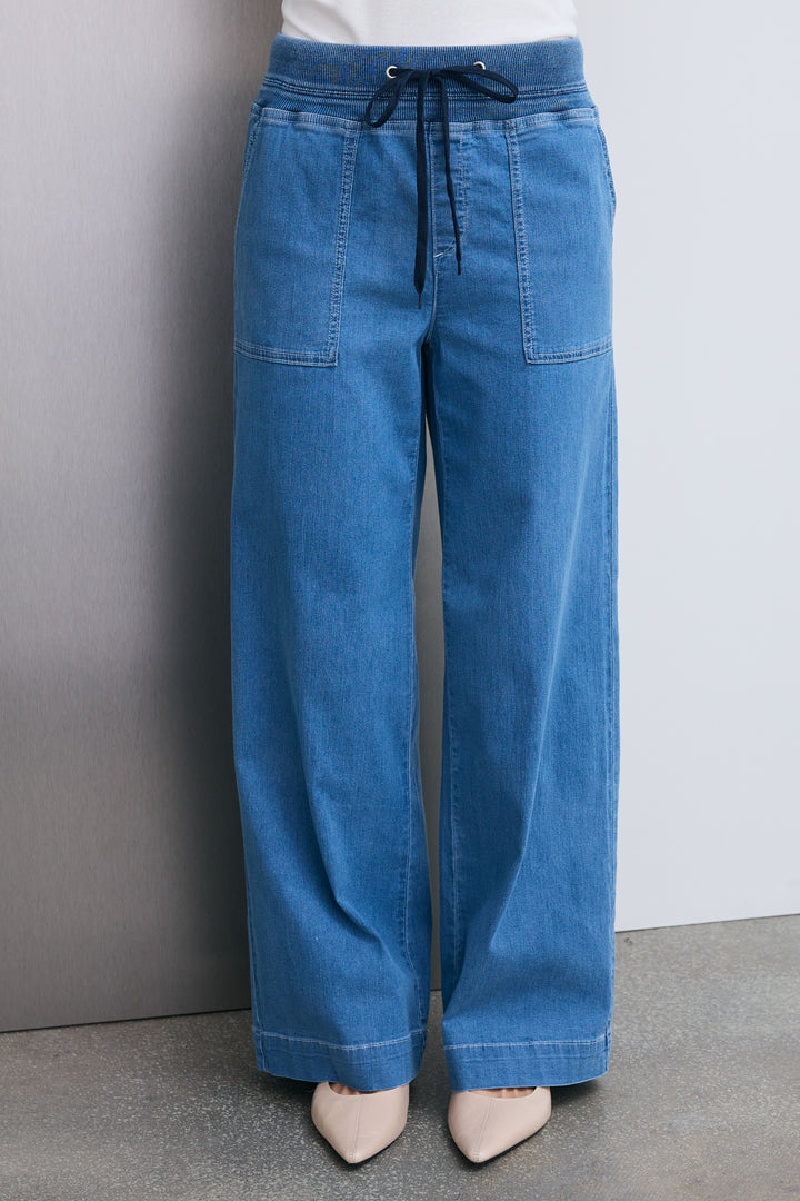 [予約/SET]レーストリムサテンノースリーブブラウス+リネンタッチVネックジレ+ストレッチイージーデニム(3set)