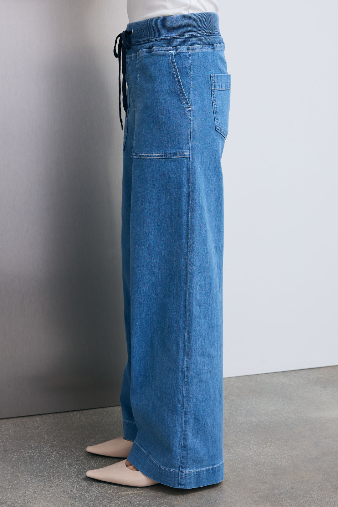 [予約/SET]レーストリムサテンノースリーブブラウス+リネンタッチVネックジレ+ストレッチイージーデニム(3set)