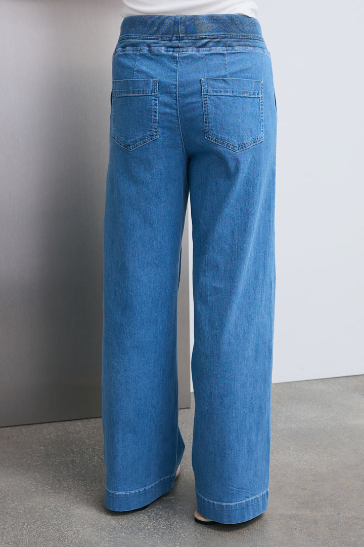 [予約/SET]レーストリムサテンノースリーブブラウス+リネンタッチVネックジレ+ストレッチイージーデニム(3set)