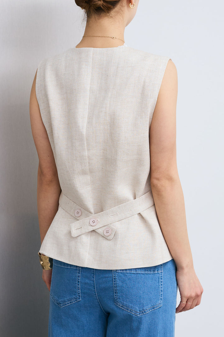 [予約]リネンタッチVネックジレ