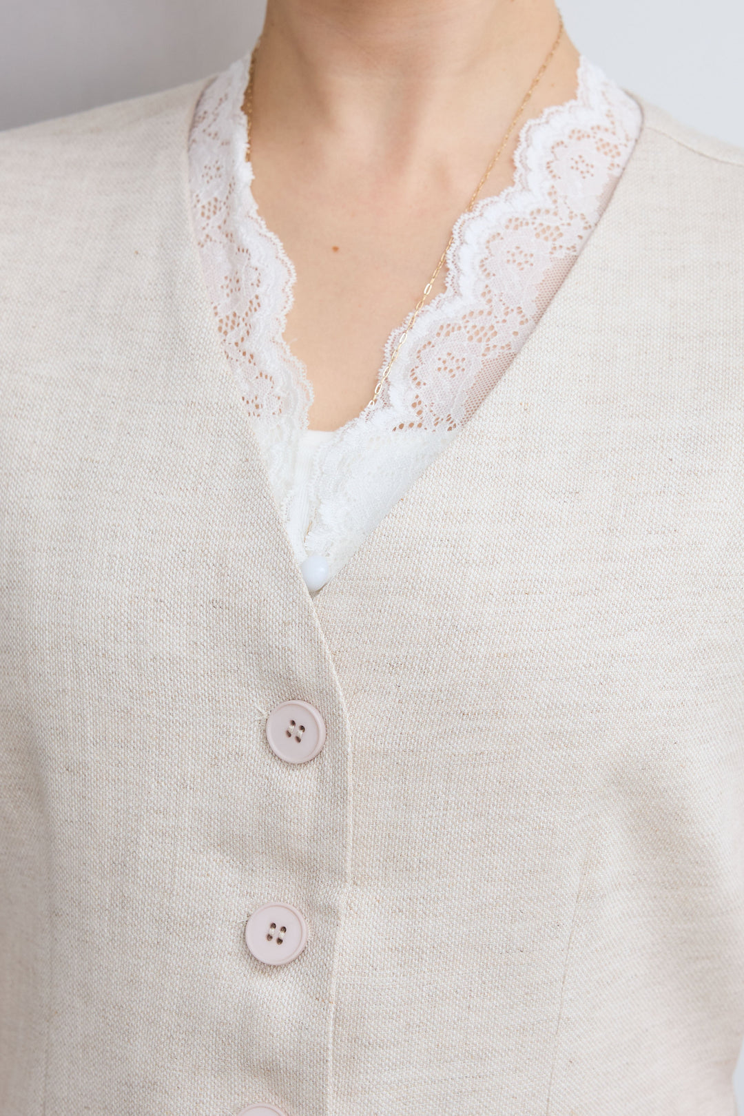 [予約]リネンタッチVネックジレ