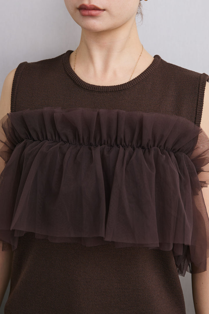 [予約/SET]チュールフリルスポンジニットPO+ニュアンスグリッターデニム(2set)