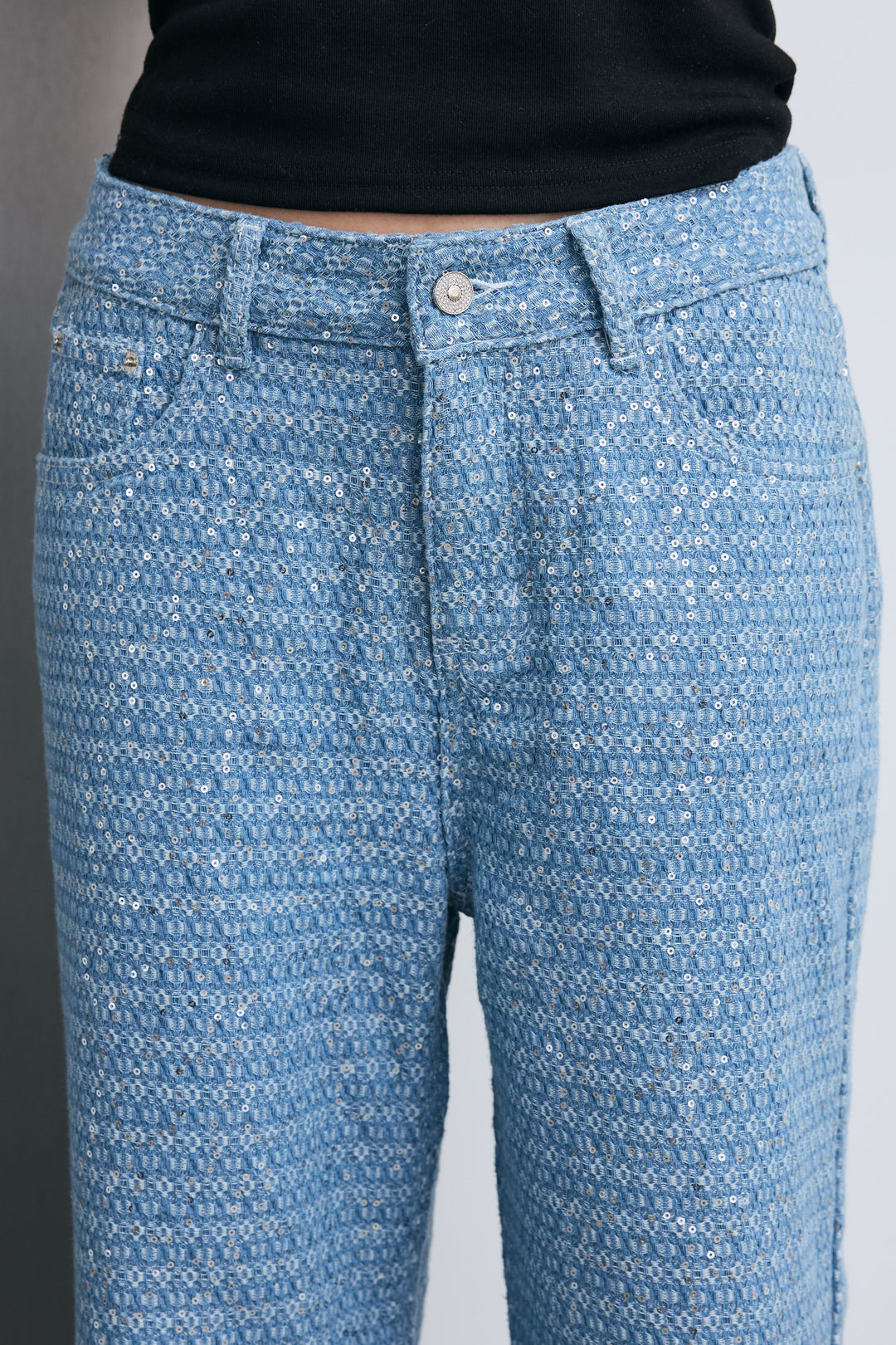 [予約/SET]チュールフリルスポンジニットPO+ニュアンスグリッターデニム(2set)