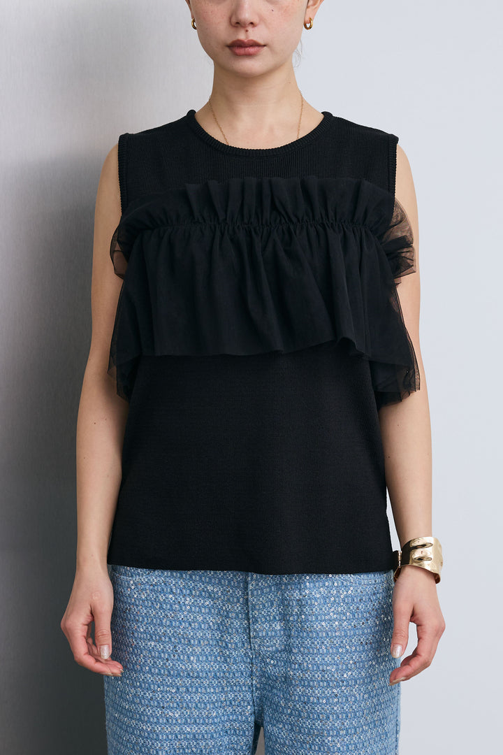 [予約]チュールフリルスポンジニットPO