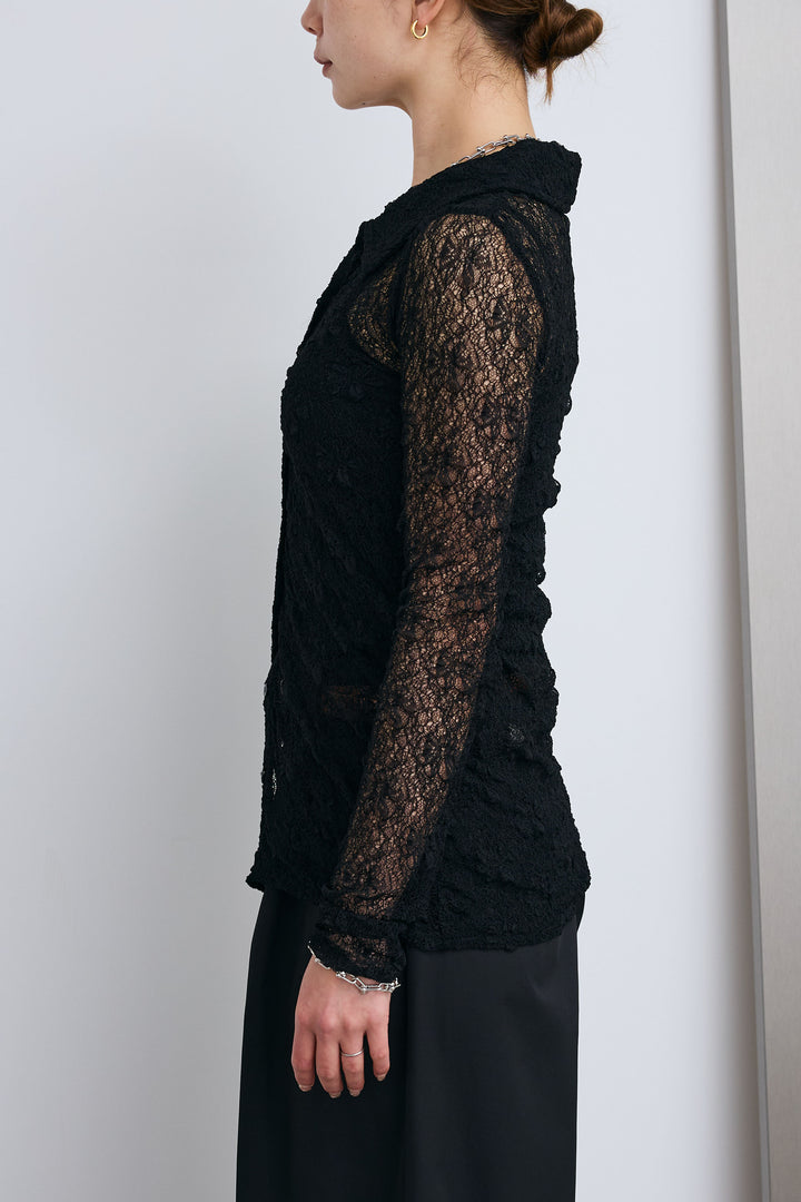 [予約]シアーレース襟付きカーデ