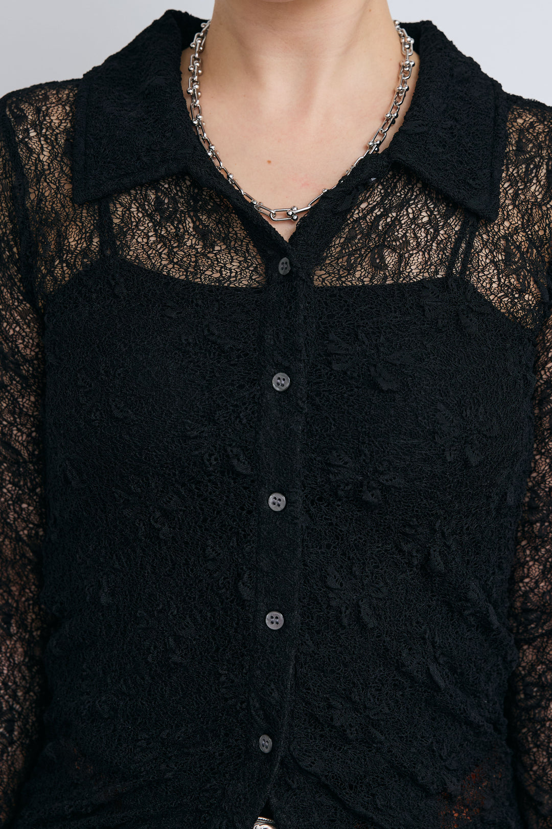 [予約]シアーレース襟付きカーデ