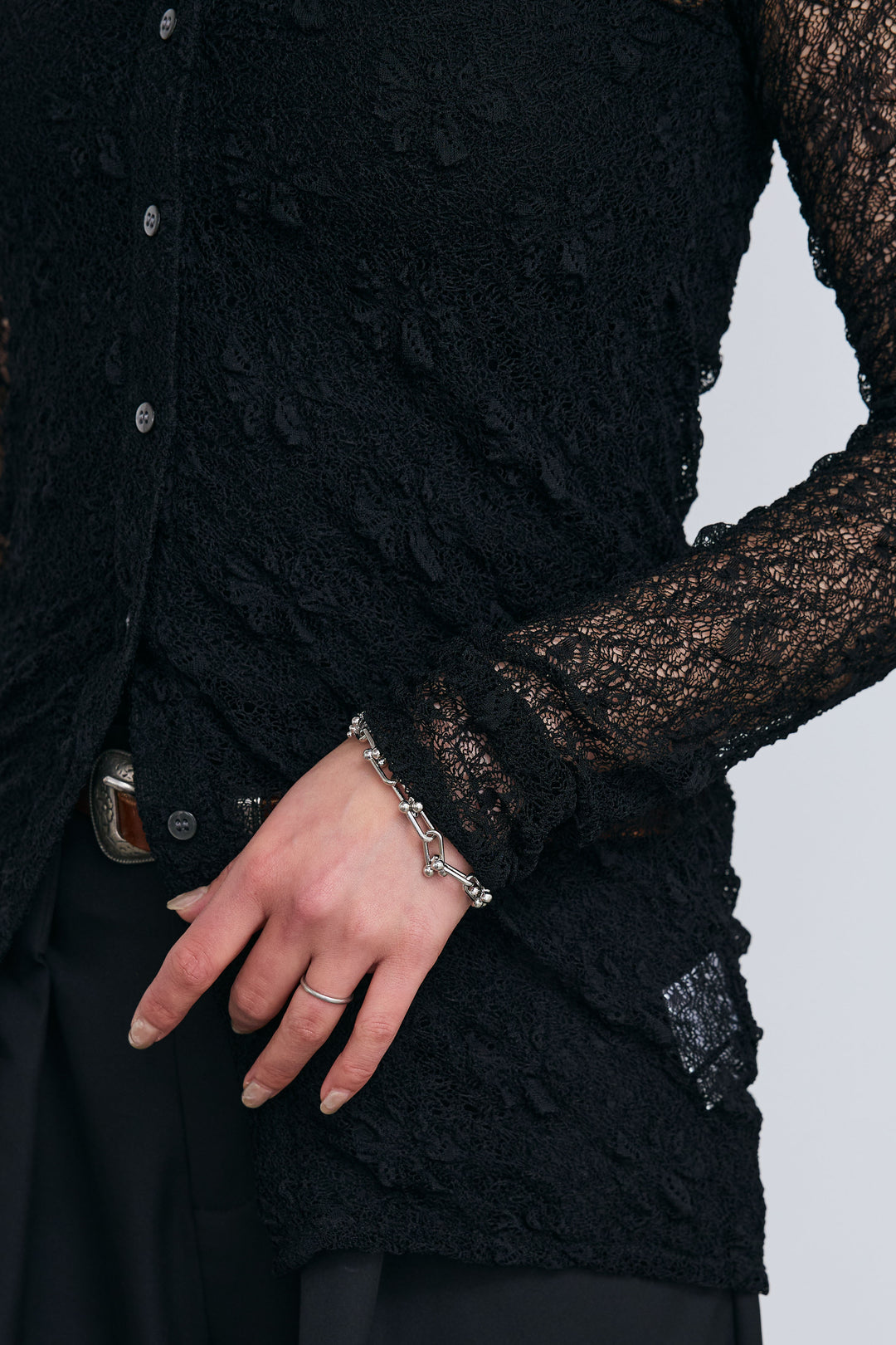 [予約/SET]シアーレース襟付きカーデ+ハイウエストタックワイドパンツ(2set)