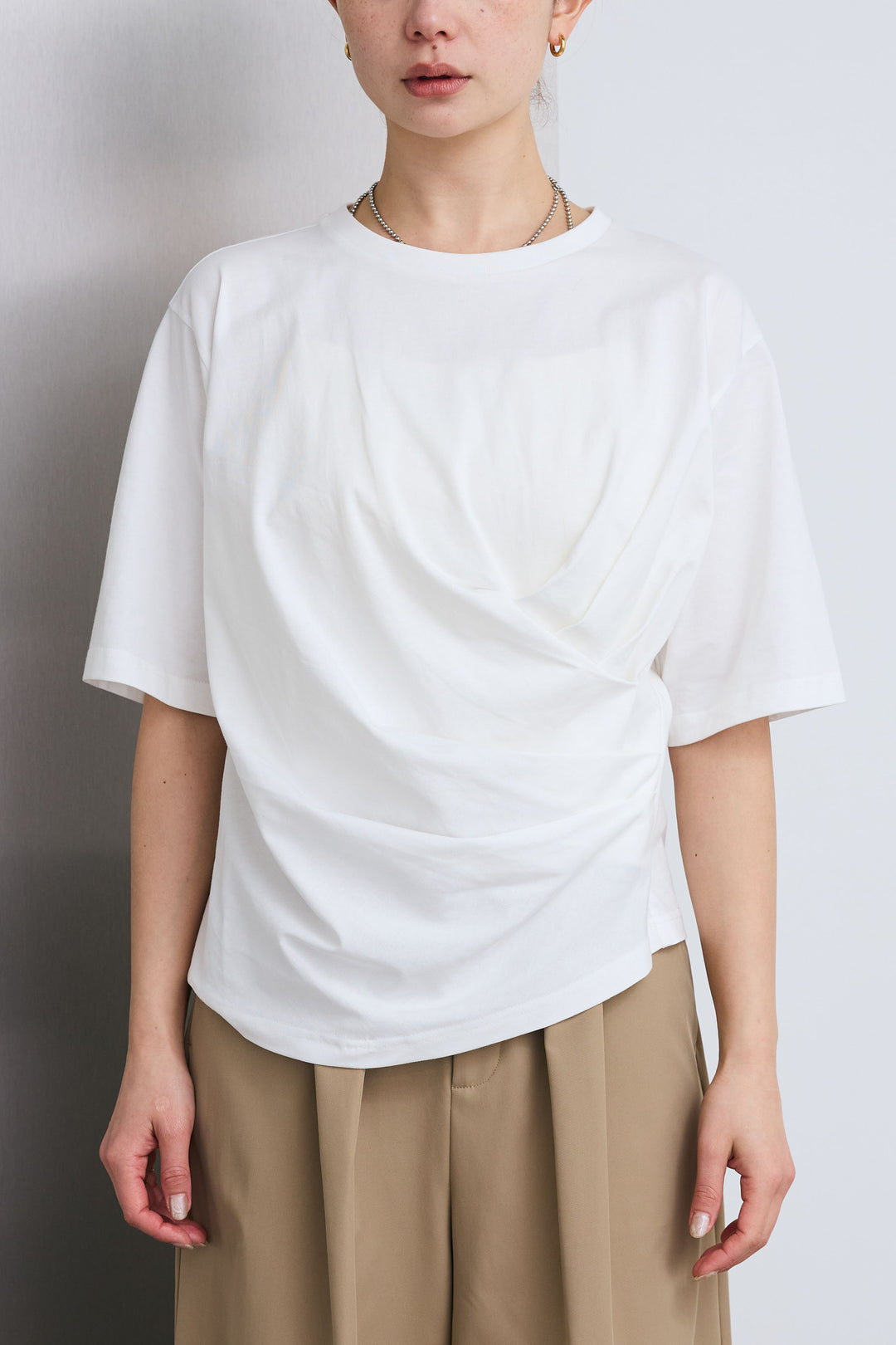 [予約]アシメギャザードレープT