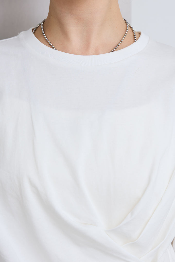 [予約/SET]アシメギャザードレープT+ハイウエストタックワイドパンツ(2set)