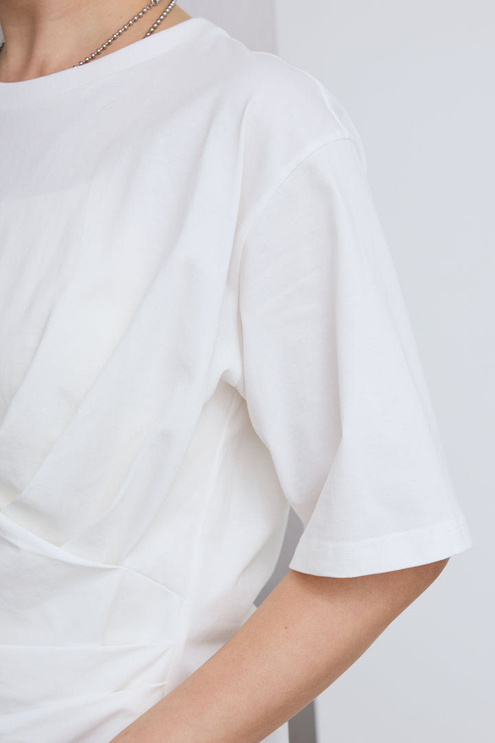 [予約/SET]アシメギャザードレープT+ハイウエストタックワイドパンツ(2set)