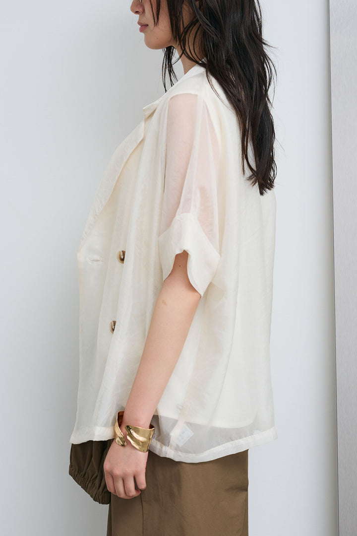 [予約/SET]シアーハーフスリーブジャケット+cooltouchレースロゴ刺繍Tシャツ+ダブルフェイスジャージースカート(3set)