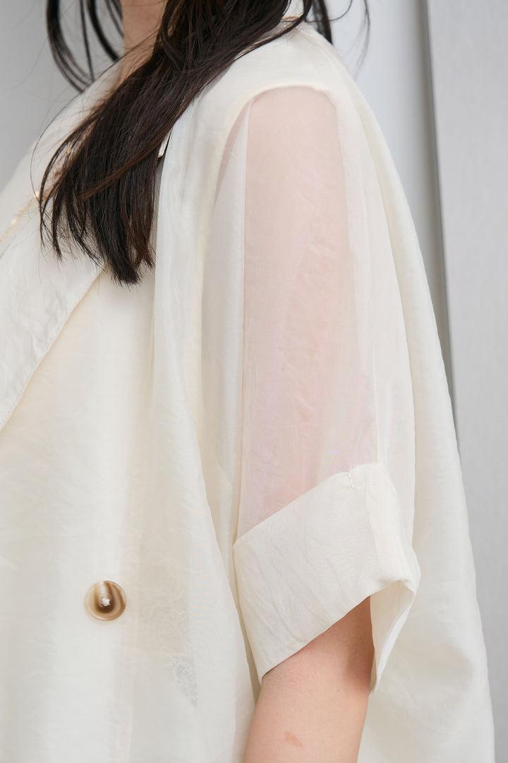 [予約/SET]シアーハーフスリーブジャケット+cooltouchレースロゴ刺繍Tシャツ+ダブルフェイスジャージースカート(3set)