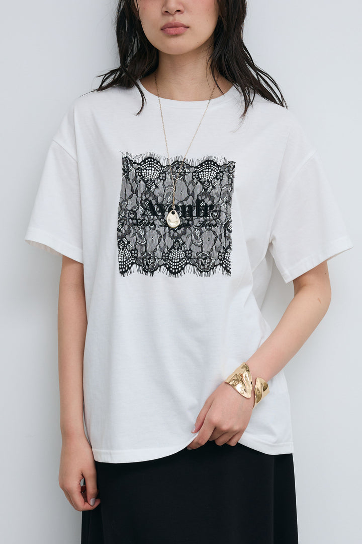 [予約]cooltouchレースロゴ刺繍Tシャツ