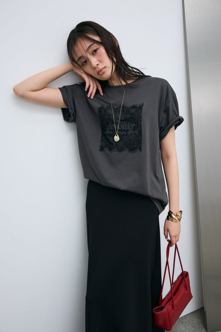 [予約]cooltouchレースロゴ刺繍Tシャツ