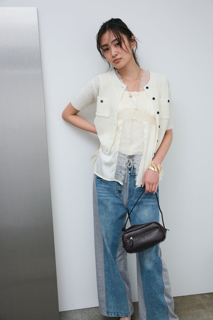 [予約]フロントポケットハーフスリーブカーディガン