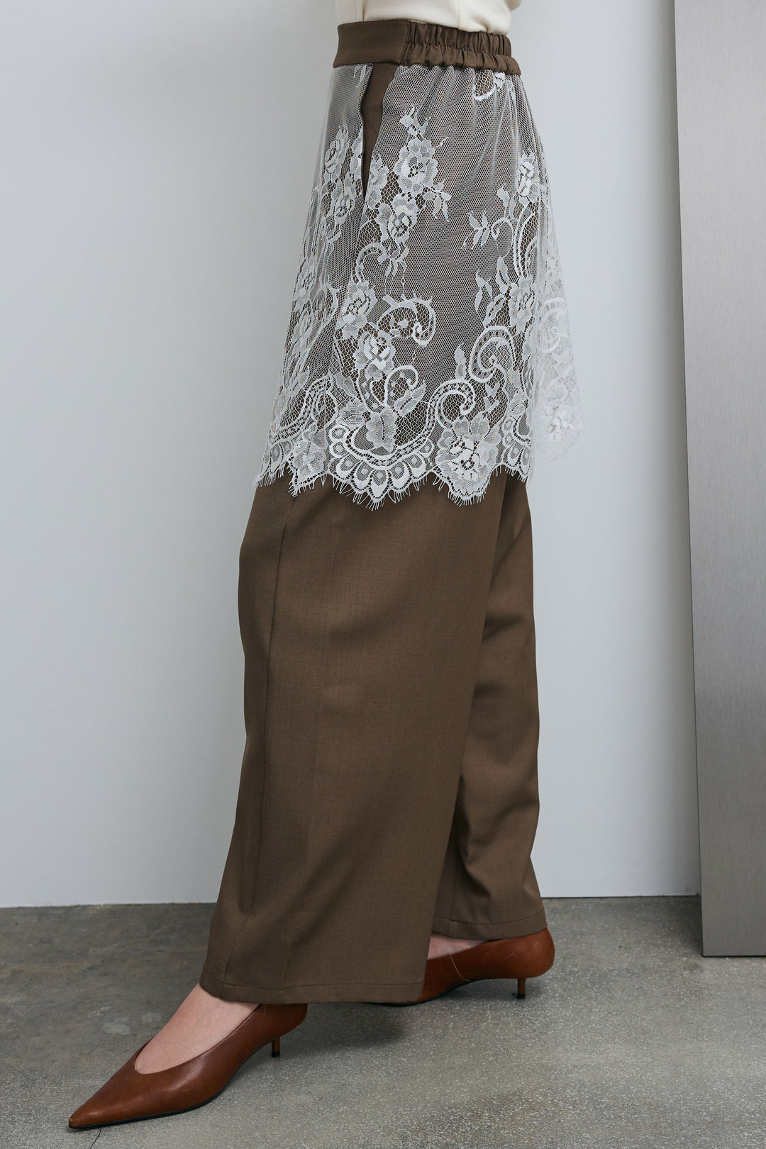 [予約/SET]ポケットノースリーブシャツ+レースドッキングツイルパンツ(2set)