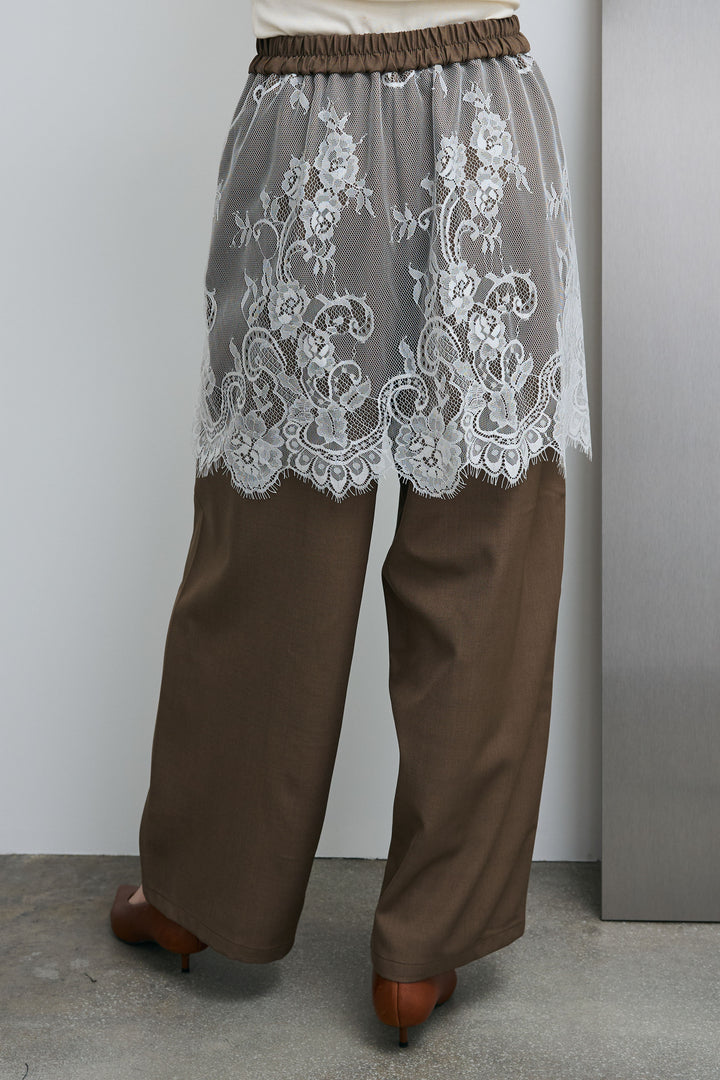 [予約/SET]ポケットノースリーブシャツ+レースドッキングツイルパンツ(2set)