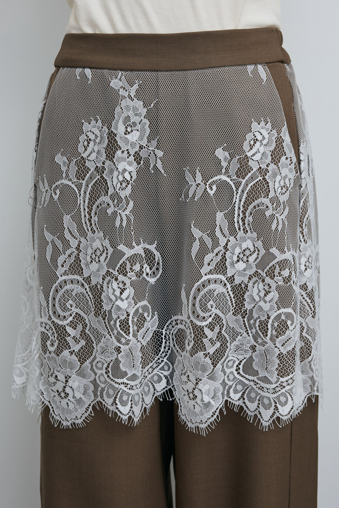 [予約/SET]ポケットノースリーブシャツ+レースドッキングツイルパンツ(2set)