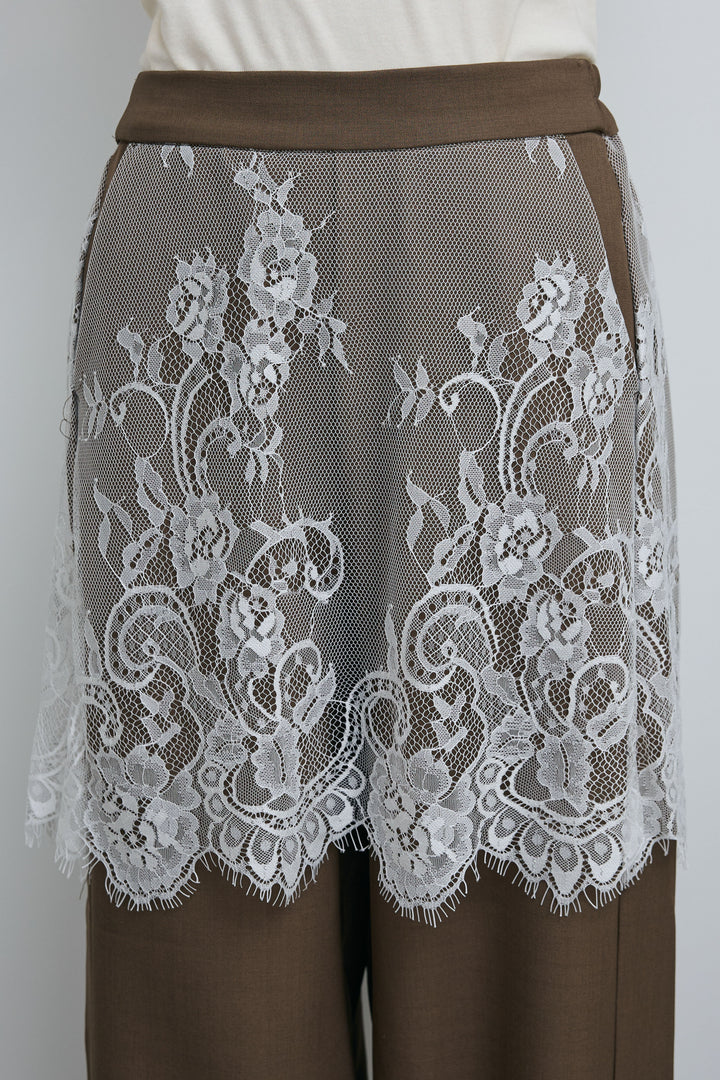 [予約/SET]ポケットノースリーブシャツ+レースドッキングツイルパンツ(2set)