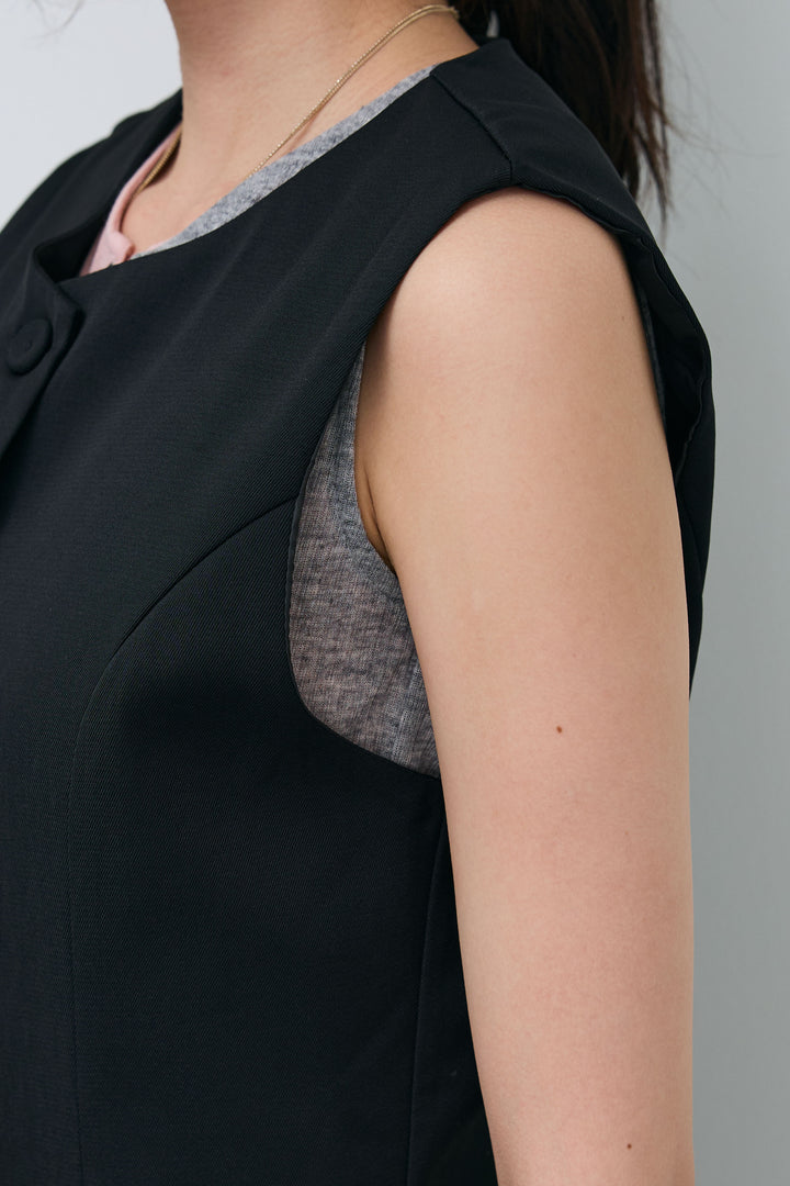 [予約/SET]クルーネックミディベスト+総レーススカート(2set)