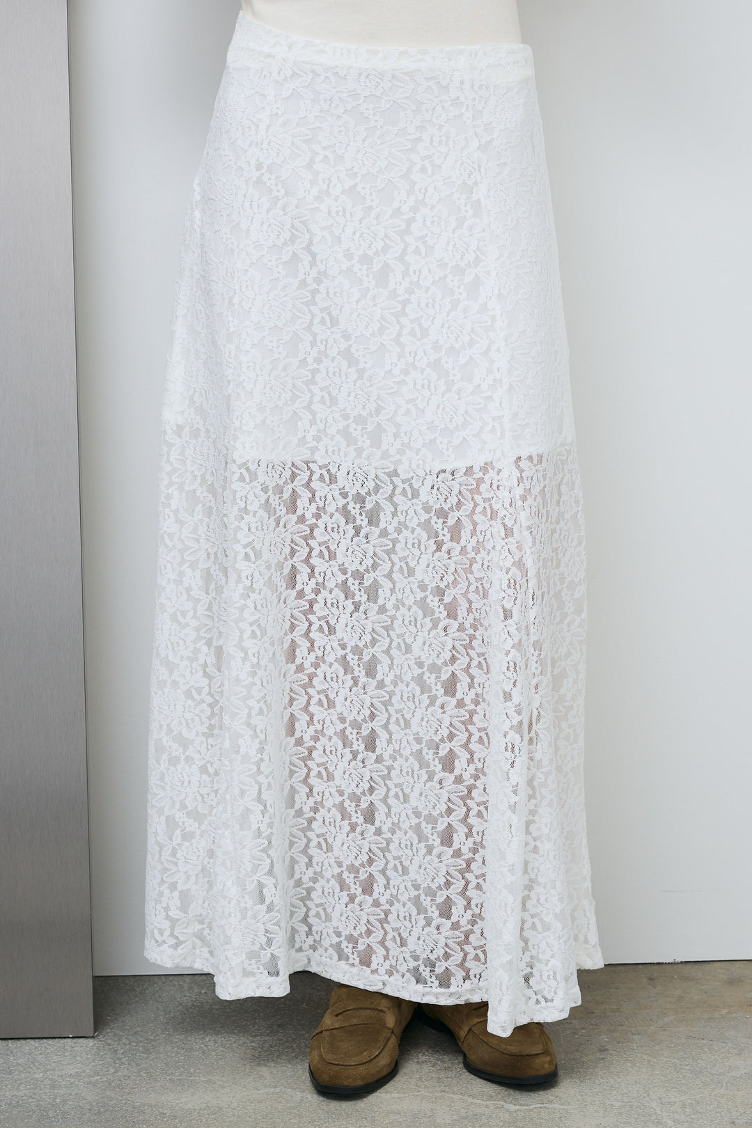 [予約/SET]クルーネックミディベスト+総レーススカート(2set)