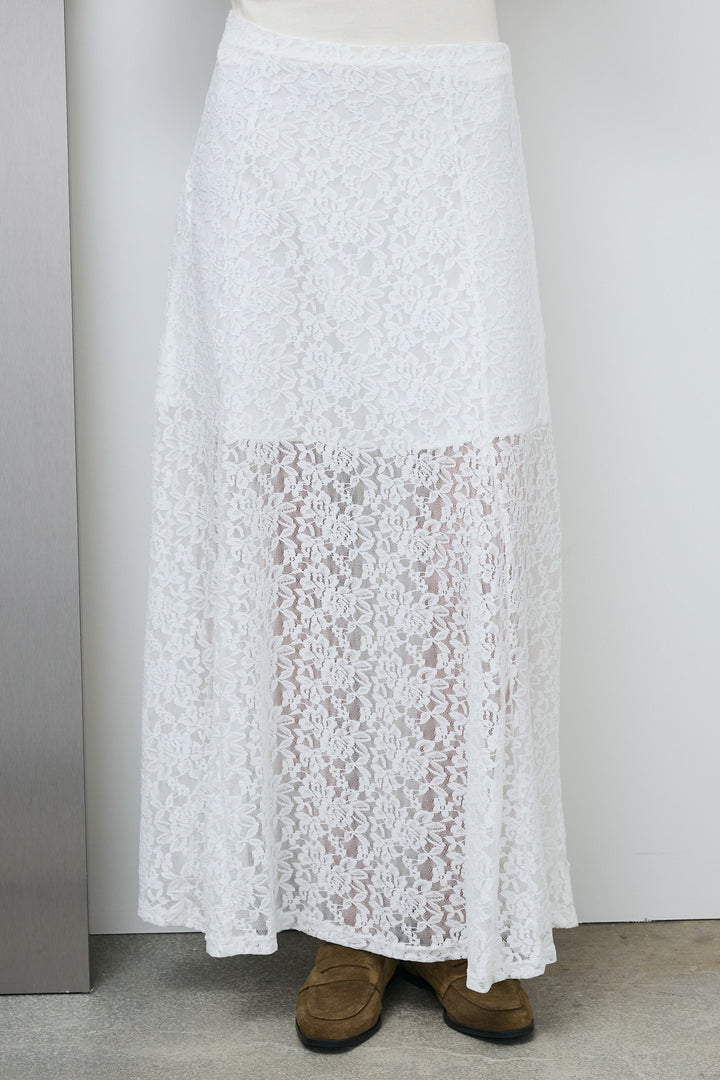 [予約/SET]クルーネックミディベスト+総レーススカート(2set)