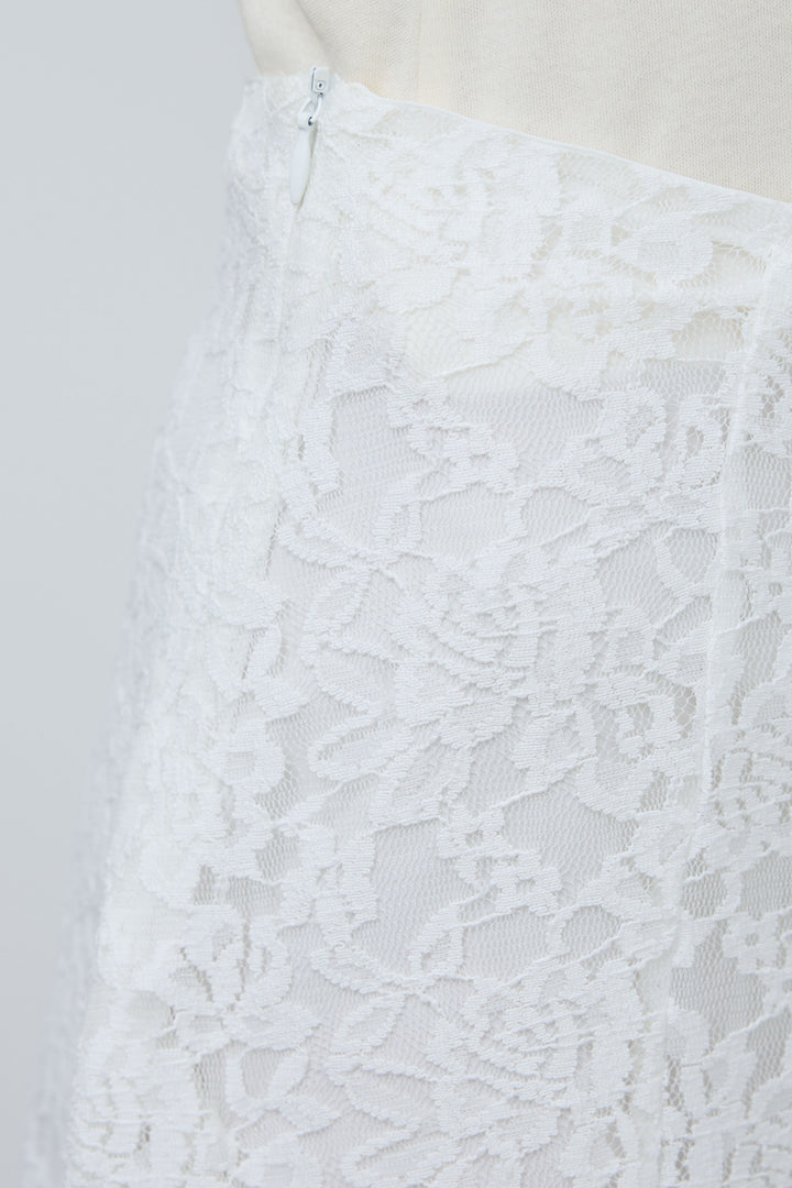 [予約/SET]クルーネックミディベスト+総レーススカート(2set)