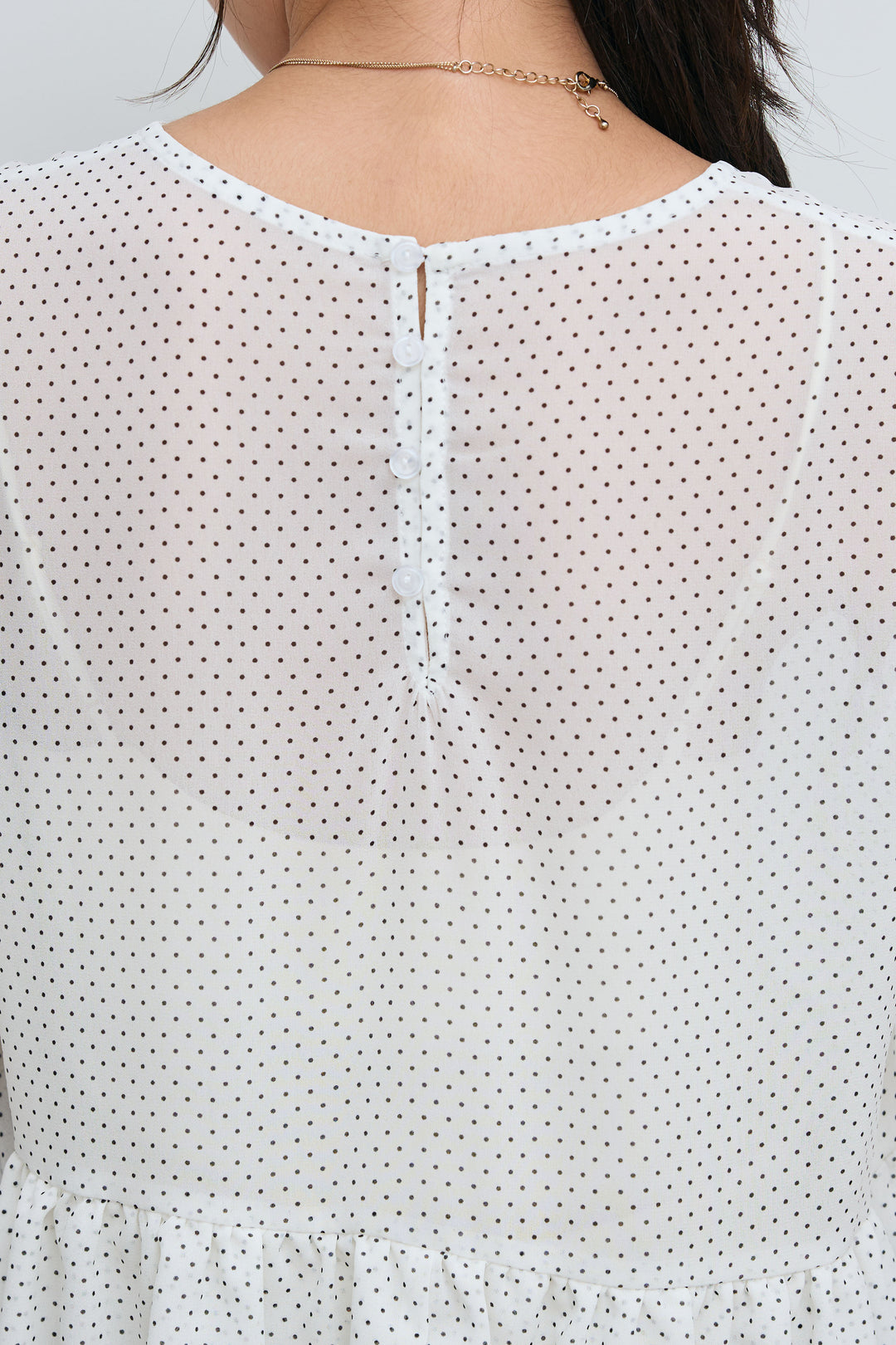 [予約/SET]シアードットブラウス+スウェット切り替えデニムパンツ(2set)