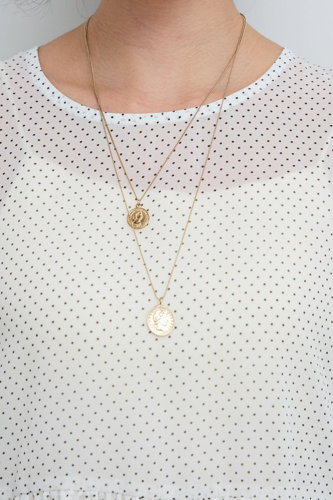 [予約/SET]シアードットブラウス+スウェット切り替えデニムパンツ(2set)