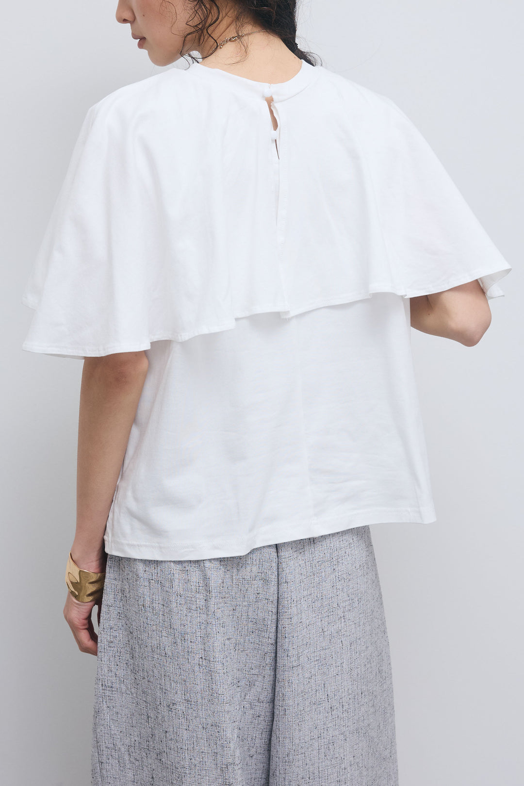 [予約/SET]天竺ケープTシャツ+フロントジップストラップデザインデニムサロペット(2set)