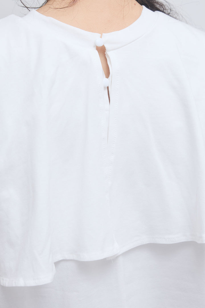 [予約/SET]天竺ケープTシャツ+フロントジップストラップデザインデニムサロペット(2set)