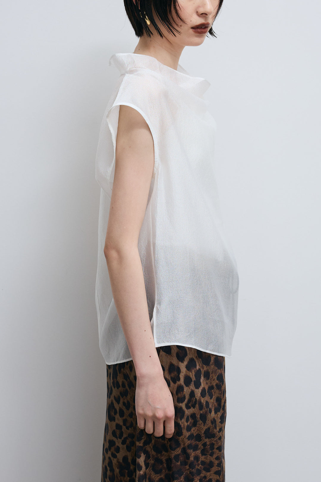 [予約/SET]シアードレープフレンチブラウス+リネンミックスレオパードパンツ(2set)