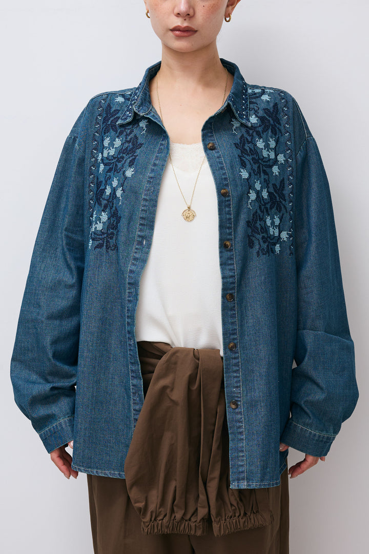 [予約]刺繍デニムシャツ