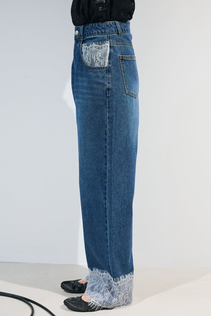 [予約]レースデニムパンツ