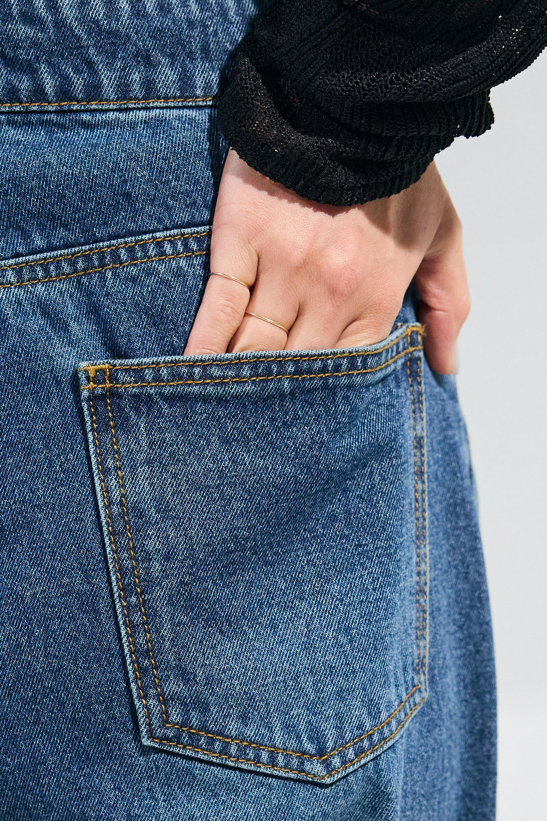 [予約/SET]シアーロンT×フェイクレザーキャミセット+レースデニムパンツ(2set)