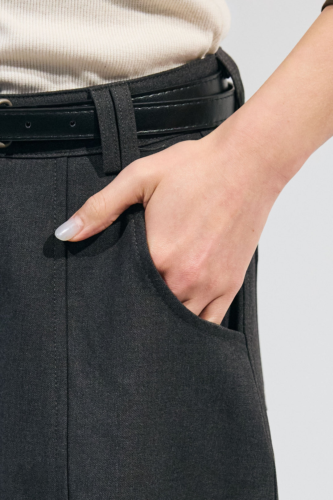 [予約]ベルトつきカーブパンツ
