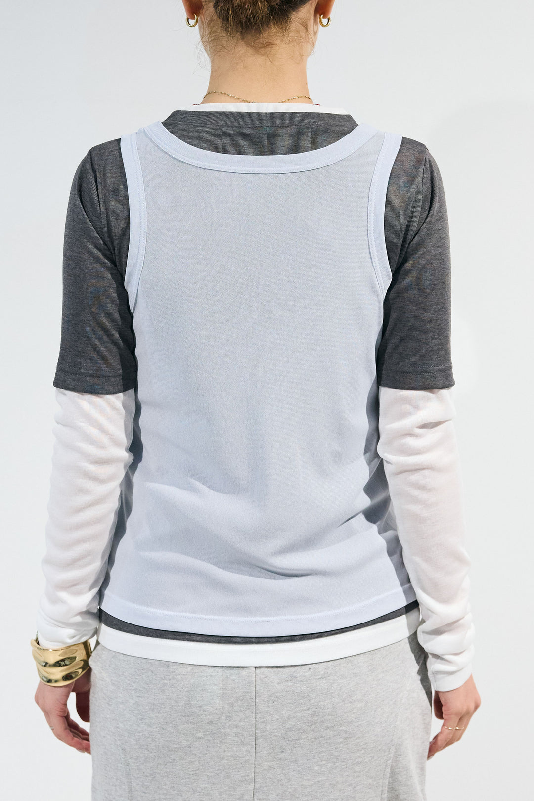 [予約/SET]レイヤード風ロングスリーブTシャツ＆シアータンクSET+裏毛スウェットレイヤードスカート(2set)