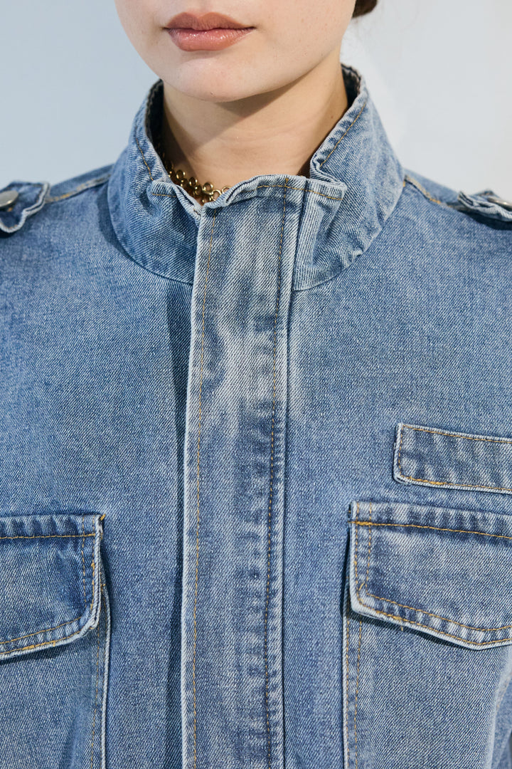 [予約/SET]M-65デニムフィールドJK+ブークレレオパードストレートスカート(2set)