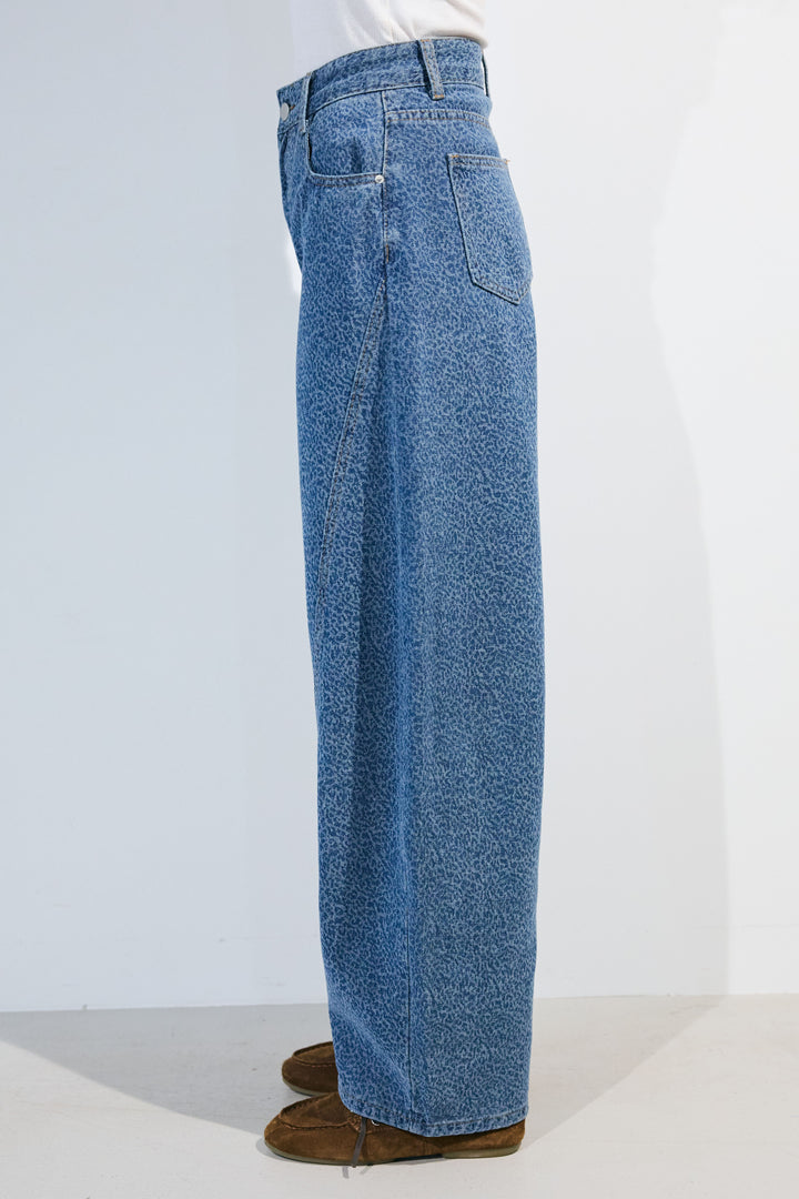 [予約]ミニレオパードデニムカーブパンツ