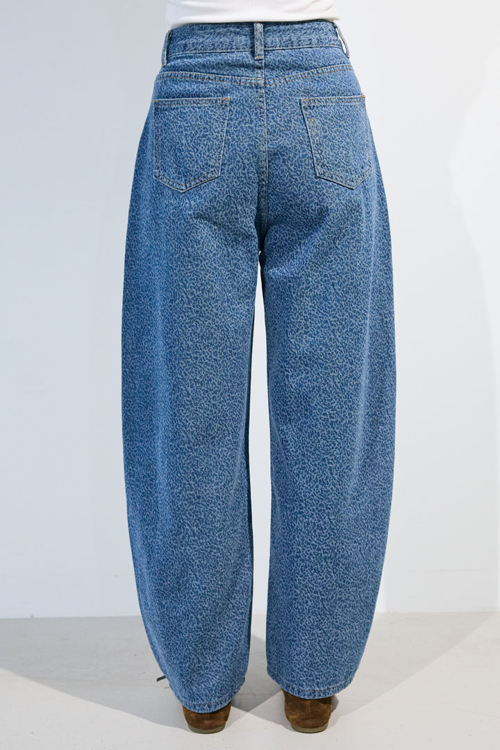 [予約]ミニレオパードデニムカーブパンツ