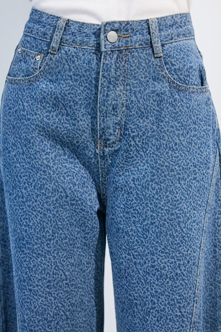 [予約]ミニレオパードデニムカーブパンツ