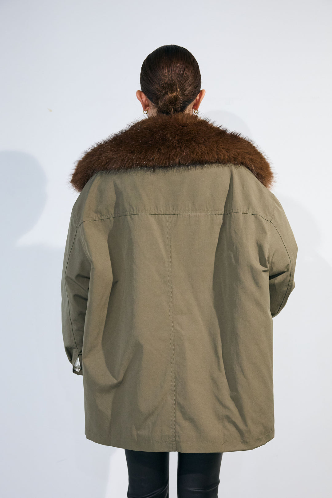 [予約]エコファーカラー2WAYミリタリーハーフコート