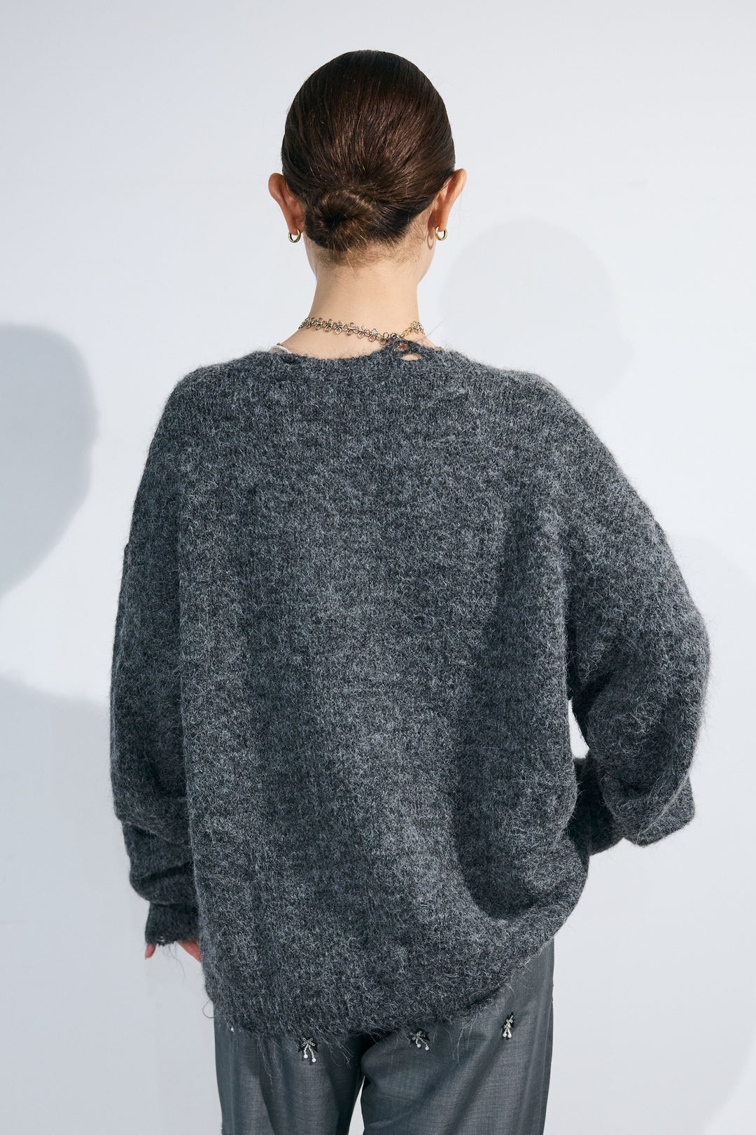 [予約]モヘアライクルーズVネックダメージニット