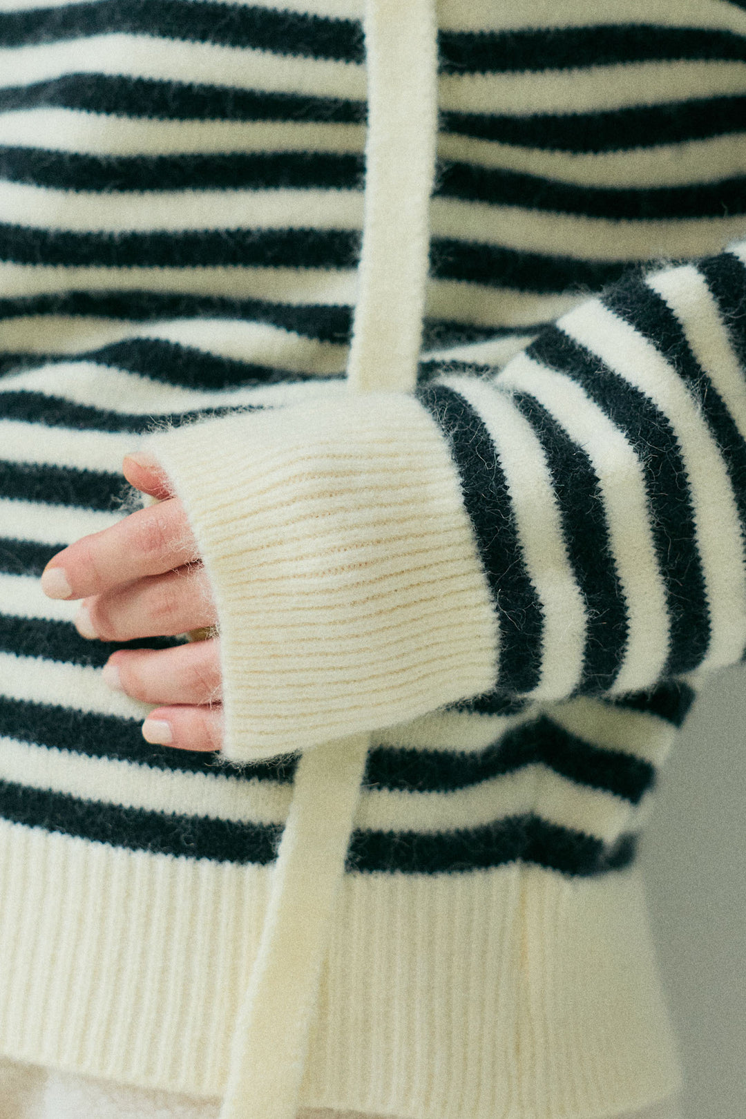 [予約/SET]チョーカーデザインボーダーニット+ミニボアカーブパンツ(2set)