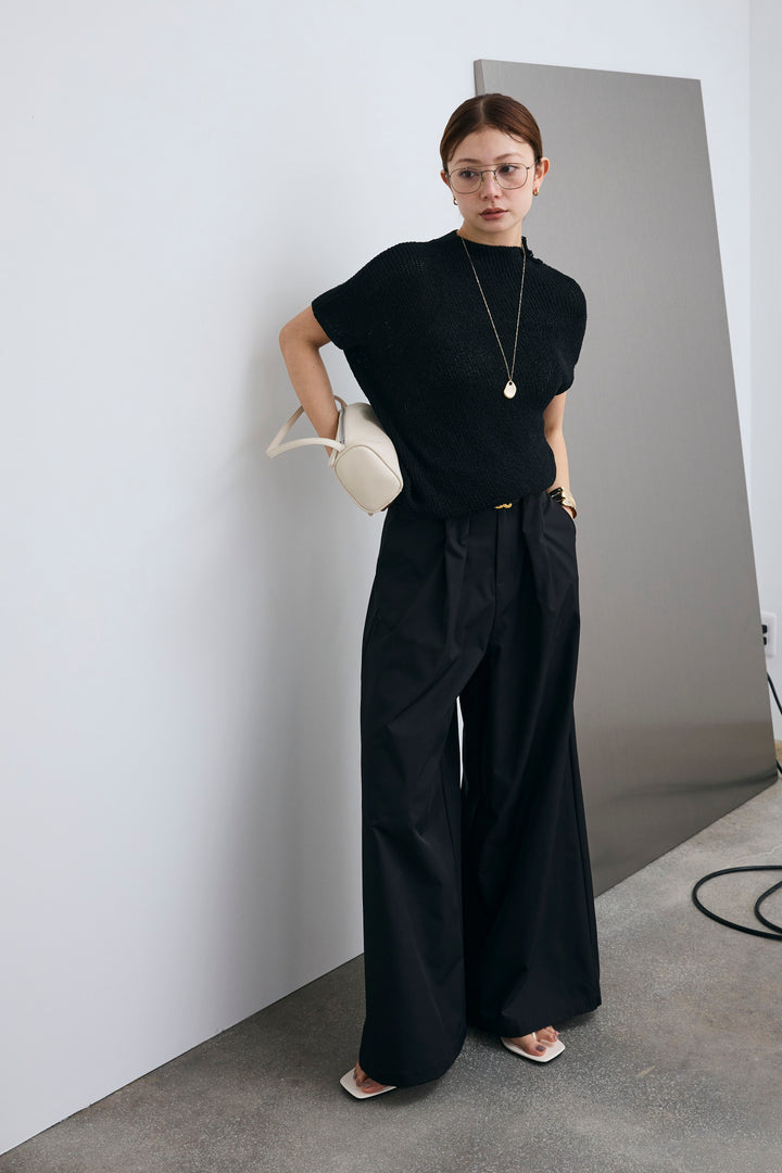 [予約/SET]アシメニットPO+ハイウエストタックワイドパンツ(2set)