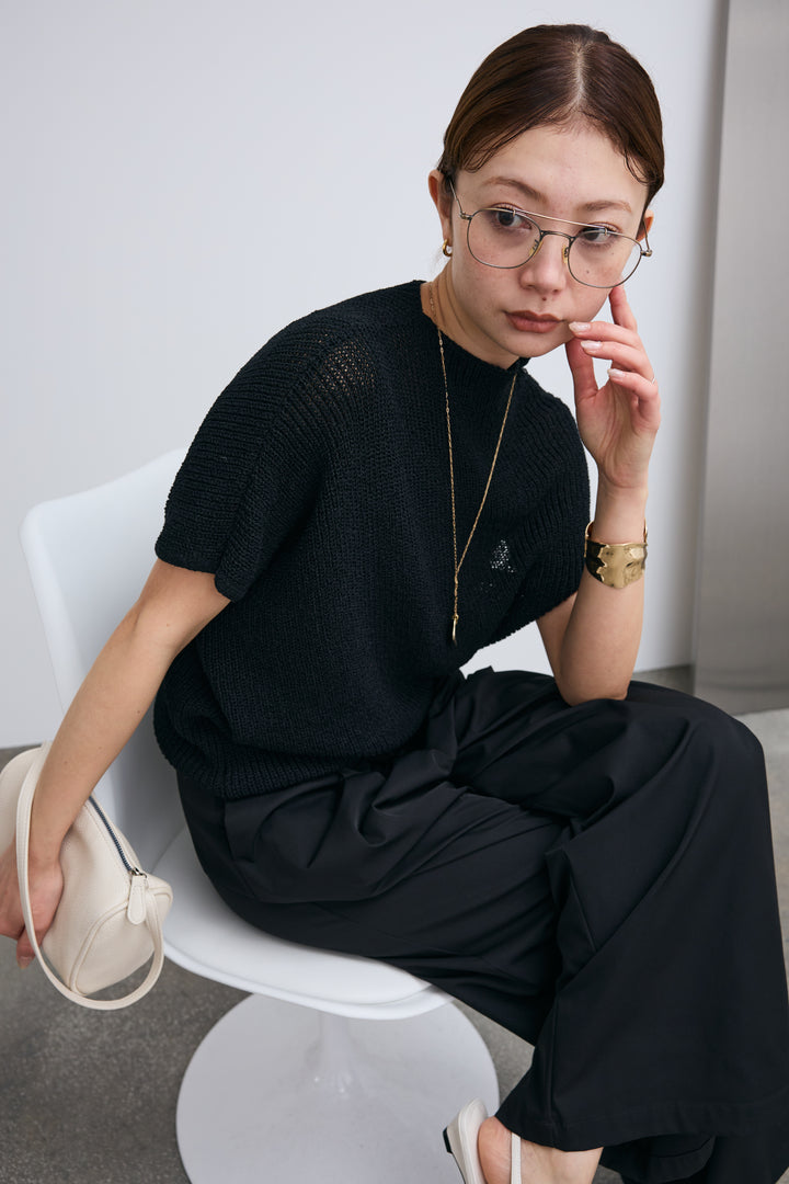 [予約/SET]アシメニットPO+ハイウエストタックワイドパンツ(2set)